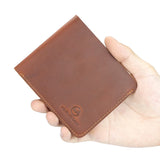 Royal Bagger Retro Short Wallet, Simple Thin Bifold Wallet Purse, Genuine Leather Slim Card Holder 1836